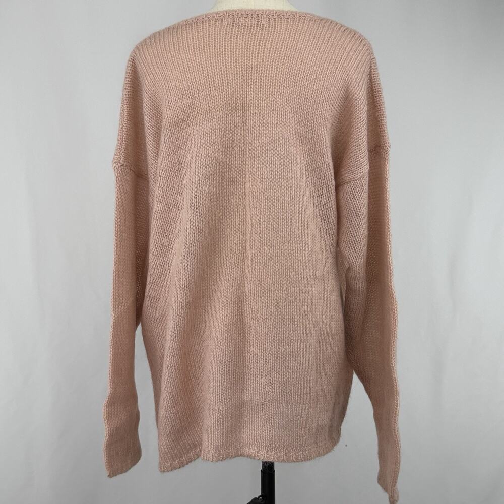 Vintage Mohair Sweater Womens XL Pink Oversized Cape Isle Knitters Cozy - Picture 2 of 5